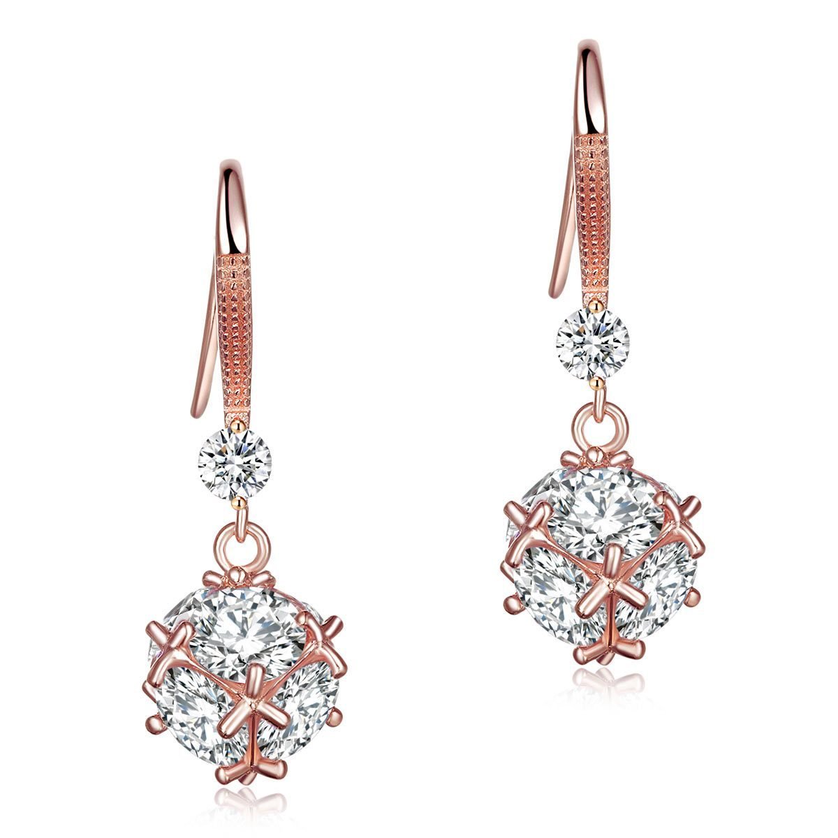 Rose Gold Plated Created Diamonds Earrings