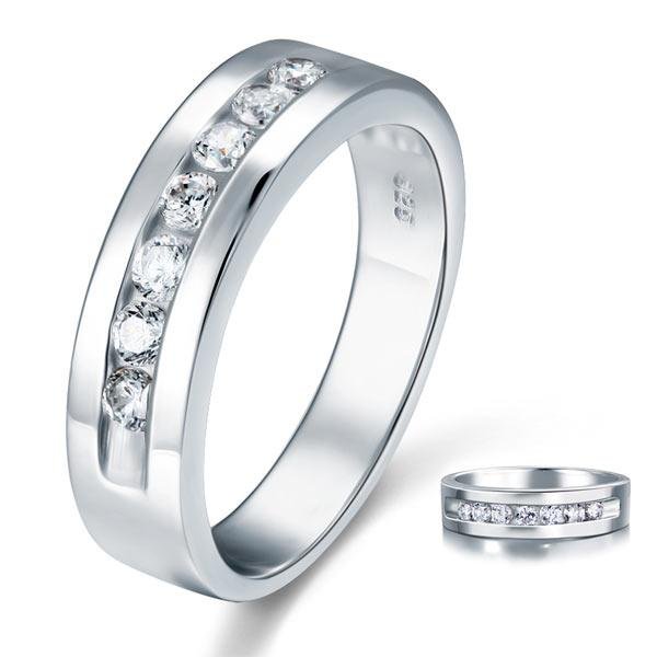 Men’s Solid 925 Silver Created Diamond Ring