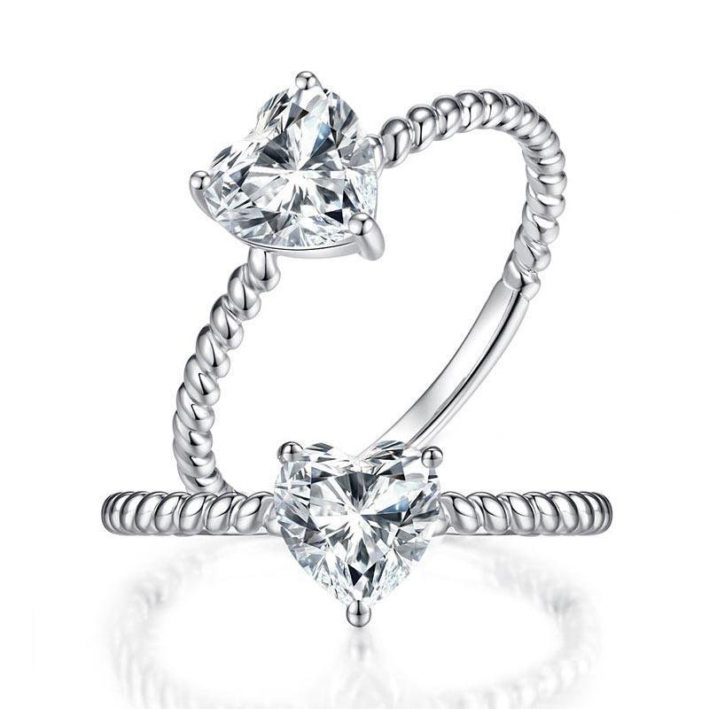 1 Carat Heart Moissanite Diamond Engagement Ring